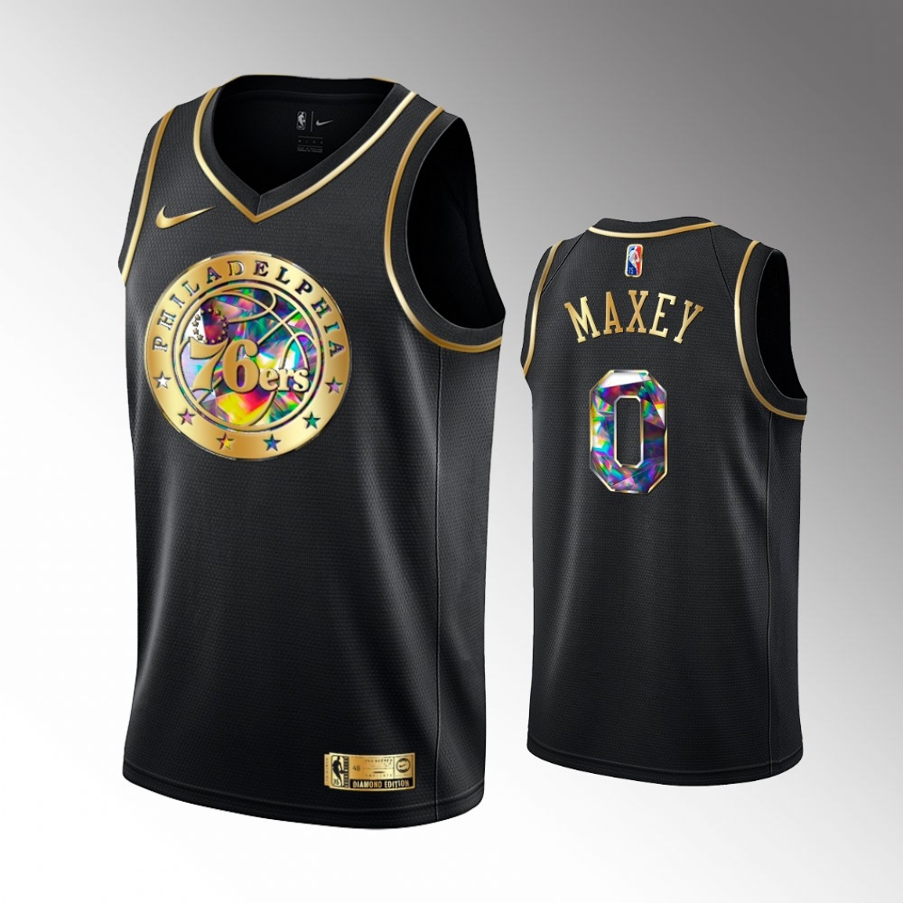 Philadelphia 76ers 0 Tyrese Maxey Black 202122 Golden Edition Diamond